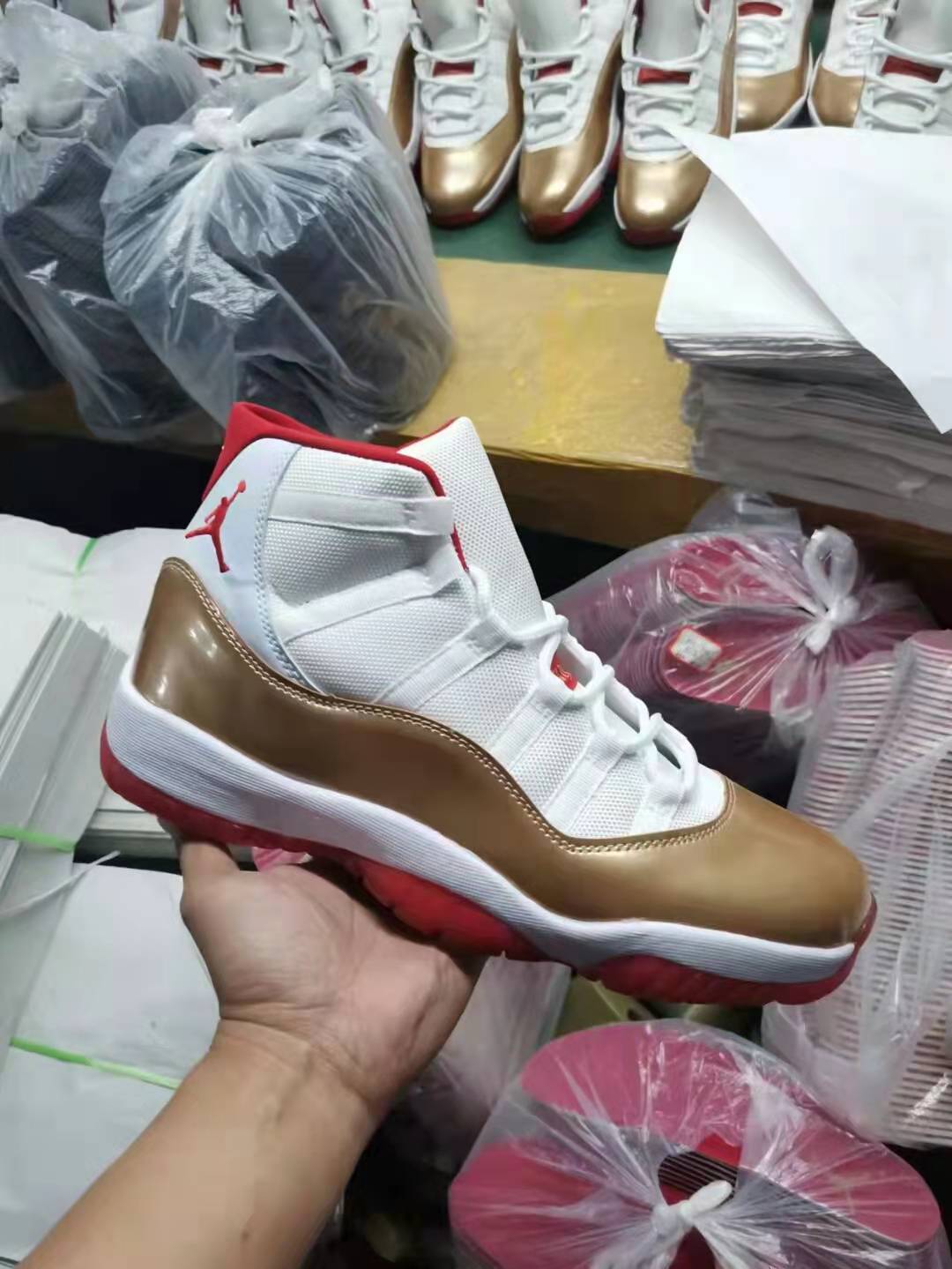 2022 Air Jordan 11 White Gold Red Shoes - Click Image to Close